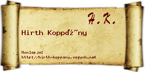 Hirth Koppány névjegykártya